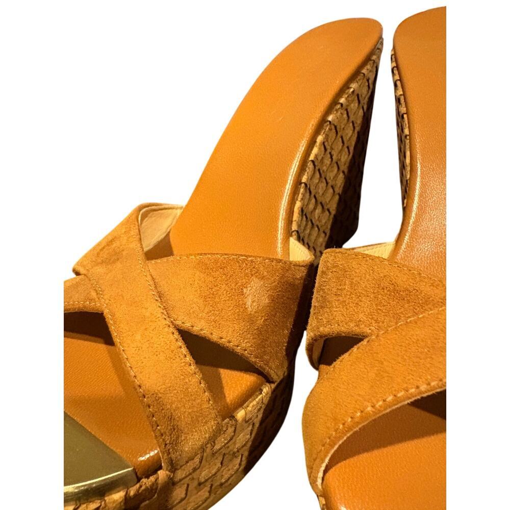 Jimmy Choo suede 105 MM tan brown wedges 37 1/2 7 - Picture 7 of 11